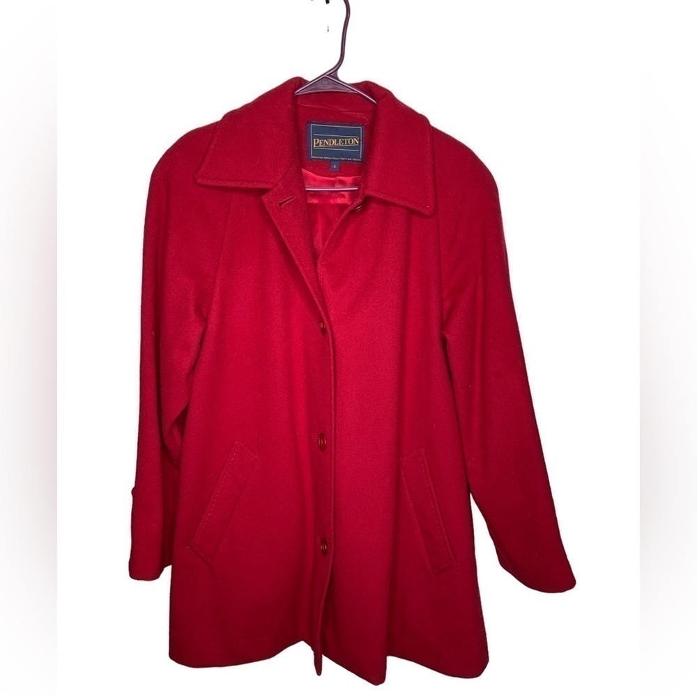 Pendleton Womens Wool Blend dress Coat size 8 red Button Front